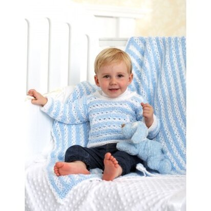 Striped Pullover and Blanket in Bernat Baby Coordinates Solids