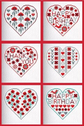 Riverdrift House Poppy Hearts Cross Stitch Kit - 147mm