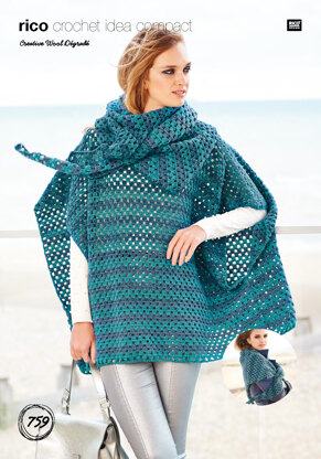 Poncho & Shawl in Rico Creative Wool Dégradé - 759 - Downloadable PDF