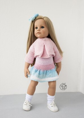 Outfit Flower knitting flat for 18 in doll