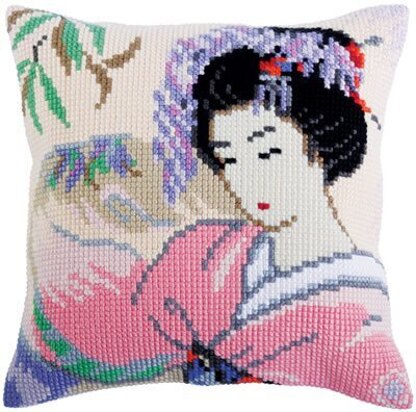 Collection D'Art Japanese Love Cross Stitch Cushion Kit - 40cm x 40cm