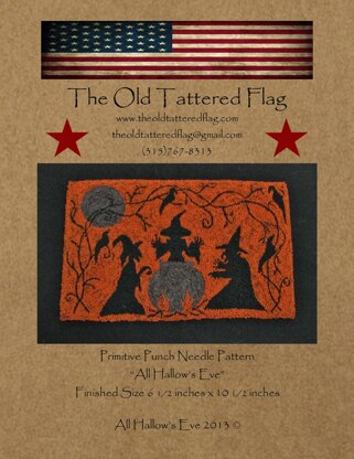 The Old Tattered Flag All Hallows Eve Punch Needle Pattern with Printed Weaver's Cloth - OTF60 - Leaflet