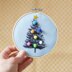 Cotton Clara Christmas Tree Printed Embroidery Kit - Blue - 4in