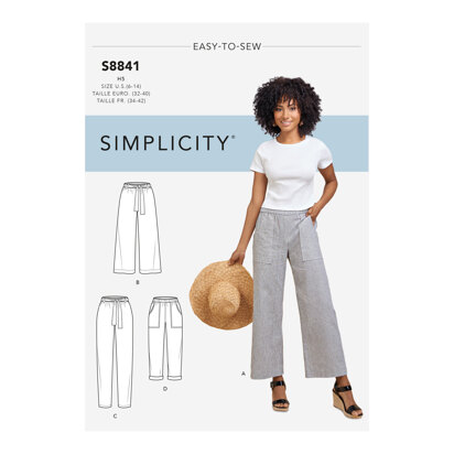 Simplicity S8841 Misses Wide or Slim Leg Pull-on Pants - Sewing Pattern