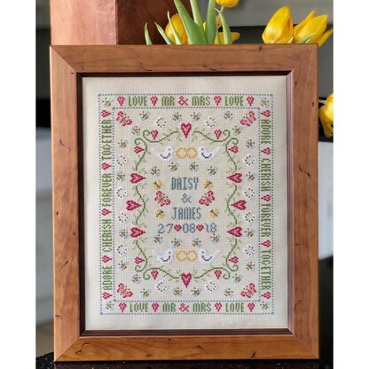 Historical Sampler Company Bee Wedding Sampler Cross Stitch Kit - 27cm x 21cm