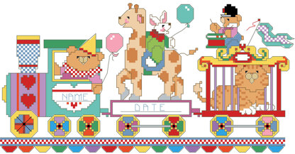 Animal Circus Train Birth Announcement - PDF