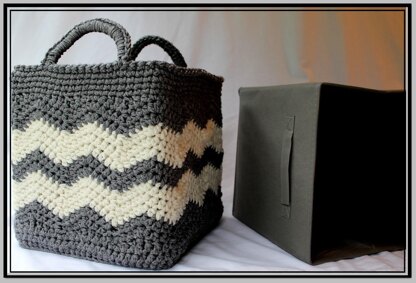 Square Wide Striped Basket