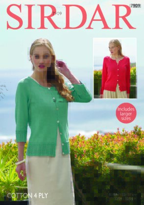 Long and 3/4 Sleeved Cardigans in Sirdar Cotton 4 Ply - 7909 - Downloadable PDF