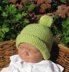 Baby Roll Brim Moss Stitch (Seed Stitch) Bobble Beanie Hat