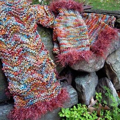 Ragamuffin Scarf and Mitts - knitting pattern
