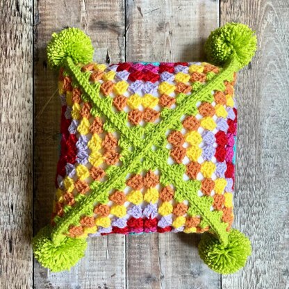 Sideways Granny Square Pillow Crochet pattern by Debra Field | LoveCrafts