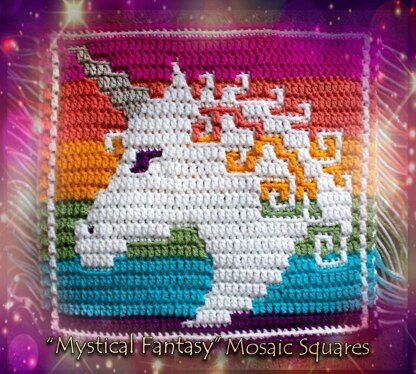 Mystical Fantasy Mosaic Square - Unicorn