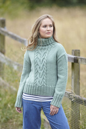 Cable Sweaters knitted in King Cole Fashion Aran - P6098 - Leaflet