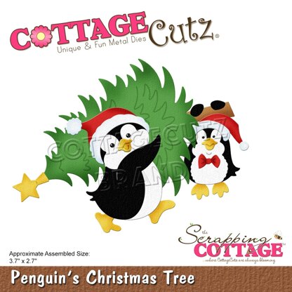 CottageCutz Dies - Penguins Christmas Tree, 3.7"X2.7"