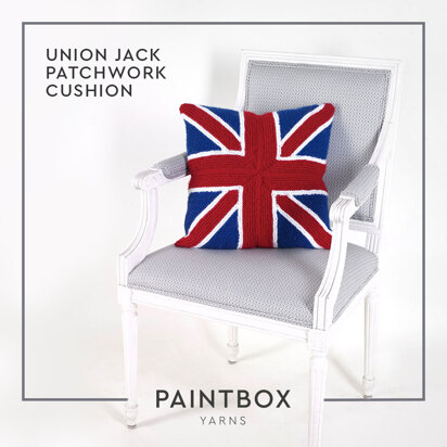 Union Jack Patchwork Cushion - Free Knitting Pattern for Home in Paintbox Yarns Simply Aran by Paintbox Yarns