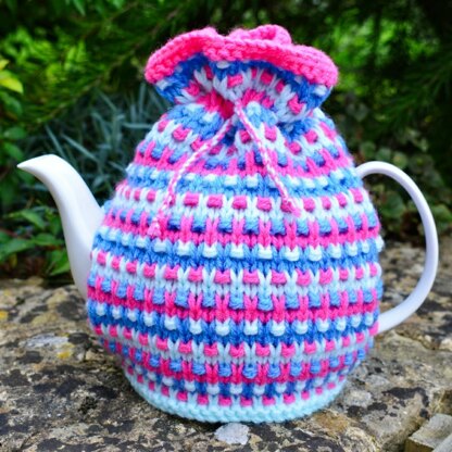 Lilac Speckled Rib 4 Cup Teapot Cosy Knitting Pattern