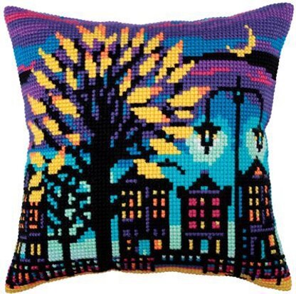 Collection D'Art Twilight Street II Cross Stitch Cushion Kit - 40cm x 40cm