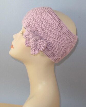 Tie Up Bow Moss (Seed) Stitch Headband Circular Knitting Pattern