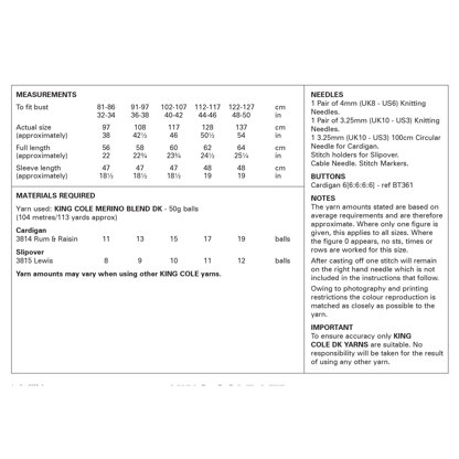 Cardigan and Slipover in King Cole Merino Blend DK - 6338 - Leaflet