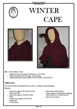 Hooded winter cape