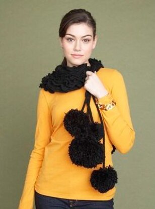 Pom Pom Scarf in Lion Brand Wool-Ease - 60711