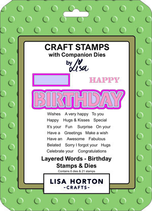 Lisa Horton Layered Words - Birthday Stamps & Dies Set