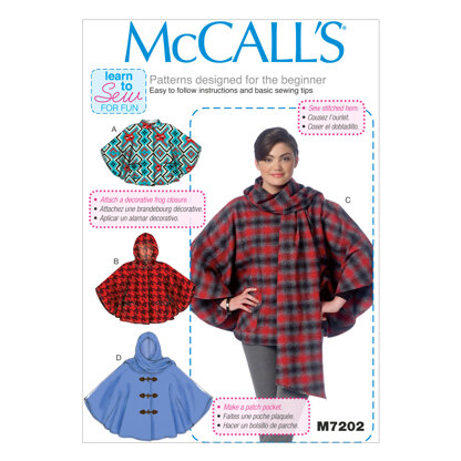 McCall's Misses' Ponchos M7202 - Sewing Pattern