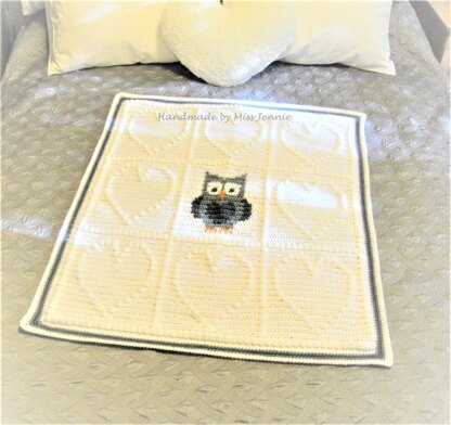 Loveheart Owl Crochet Baby Blanket