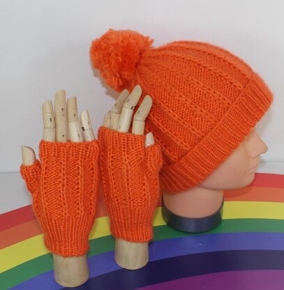 Toddler & Child Aran F.Rib Bobble Beanie & Gloves