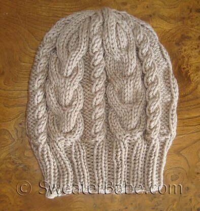 #105 Slouchy 2-Way Cabled Hat