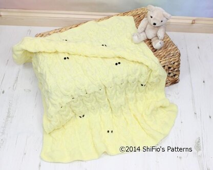 246- Owl Cable Baby Blanket Knitting Pattern #246