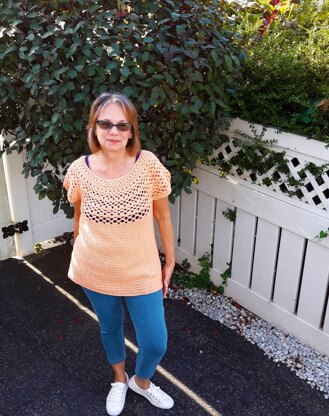 White Peach Round Yoke Tunic