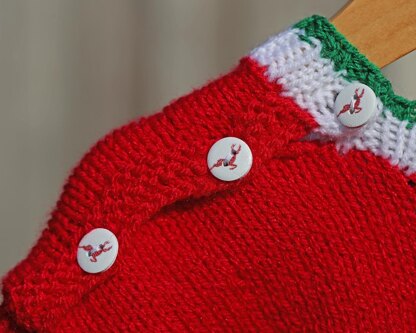 Red Nosed Reindeer Sweater (no 8) to fit from birth to 3 years old