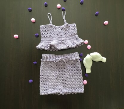 Mia Baby Crop Top, Pants & Shorts Set N 646