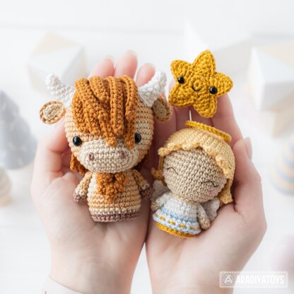 Nativity Set Crochet Pattern Shepherd Camel Angel Ox Calf Bull Christmas Mini Amigurumi Animal Patterns Nativity Scene by AradiyaToys (Olka Novytska)