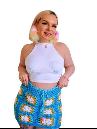 Granny Square Crochet Mini Skirt