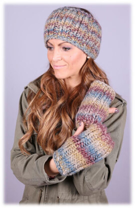 Headbands & Mitts Set in Plymouth Yarn Cannoli - 3041 - Downloadable PDF