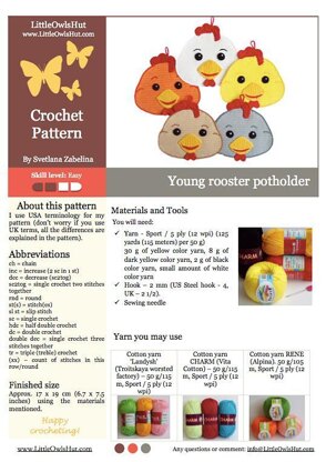 143 Young Rooster Decor or potholder