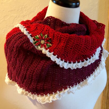 Mrs. Claus Shawl Easy Crochet Pattern