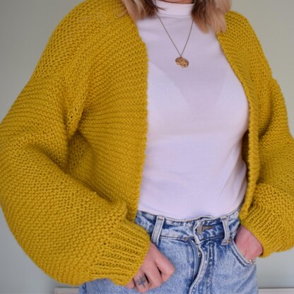 Knitting Pattern Cropped Bubble Sleeve Cardigan | The Mrytle