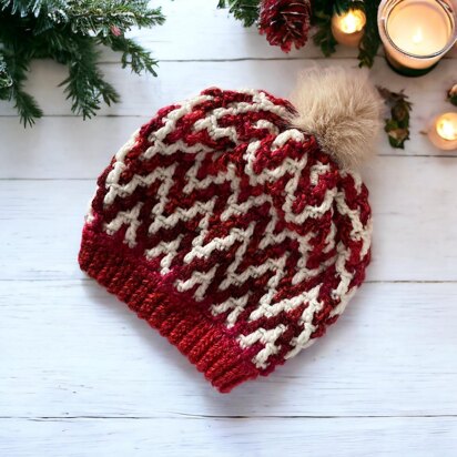 Chunky Mosaic Bobble Hat