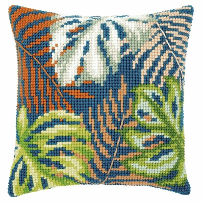 Vervaco Counted Cross Stitch Kit: Cushion: Botanical Leaves - 40 x 40cm