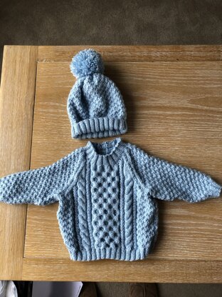 Baby sweater and hat
