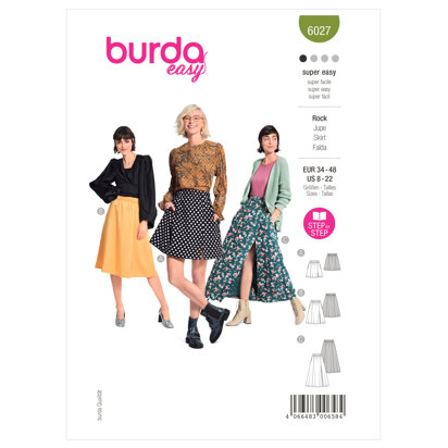 Burda Style Easy Skirt B6027 - Paper Pattern, Size 34 - 48