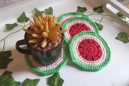 Watermelon Crochet Coasters