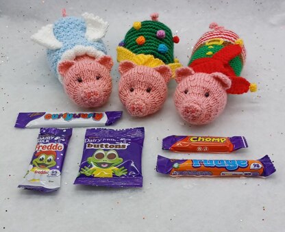 PDF Knitting Pattern DK Pigs in Blankets Christmas Decoration Gift Bag Toy Gift Charity knit EASY Christmas Eve Box Chocolate Selection Box