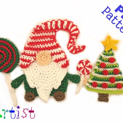 Christmas Gnome 2 Crochet applique pattern