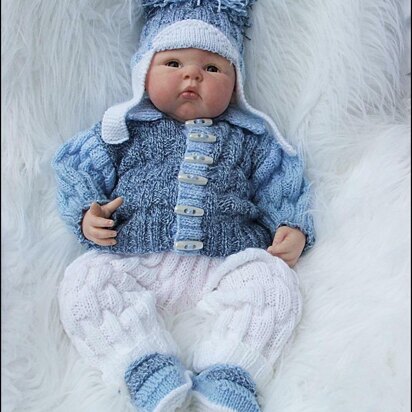 Cosy ribbed Jacket Set 16-22” doll/0-3m baby