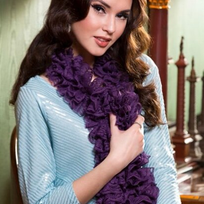 Fancy Frills Knit Scarf in Red Heart Boutique Sassy Lace - LW3680