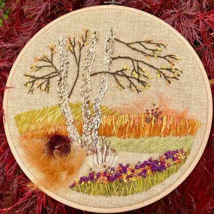 Rowandean Autumn Silver Birch Embroidery Kit - 28cm x 32cm